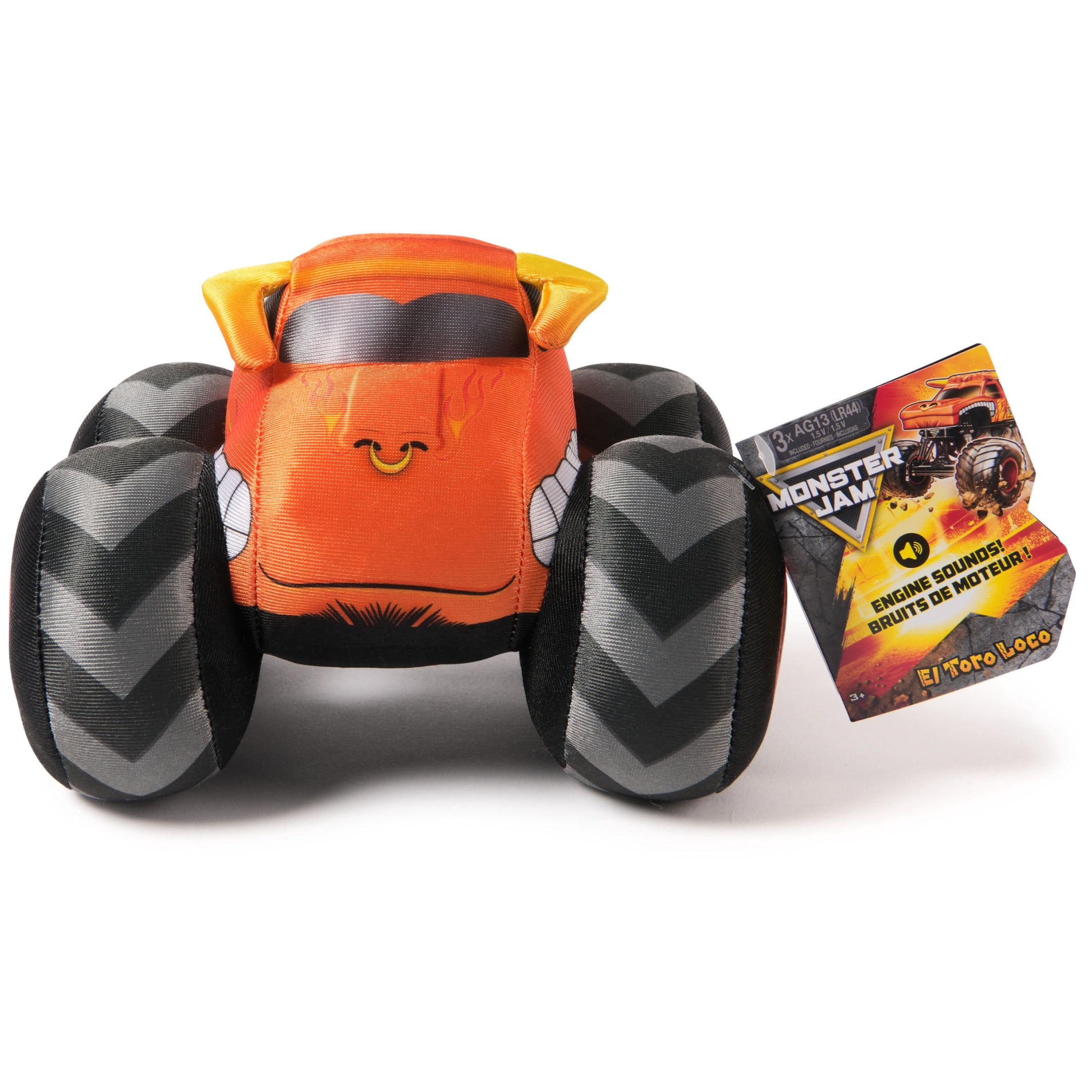 Monster Jam Digatron Plush Truck with Sound Effects, Plush Toy for Ages 3 and Up, 7”