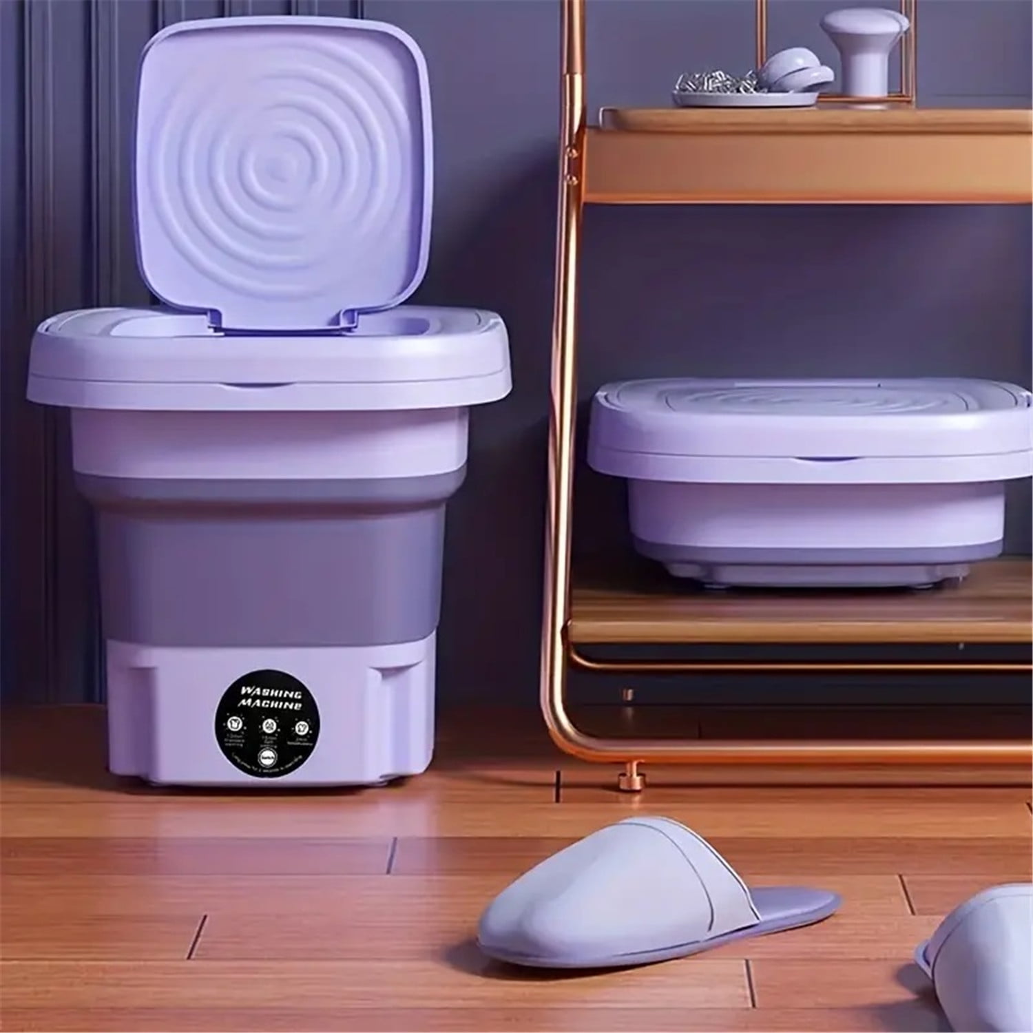 LINKPAL Portable Washing Machine, Mini Foldable Washer and Spin Dryer Small Foldable Bucket Washer, Suitable for Apartment Dorm,Travelling，Best Gift Choice (Purple-8 L)