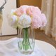 thumbnail image 4 of Xiao Hua Ramo de 2 piezas con 10 peonías artificiales de seda, hojas de flores para decoración del hogar, oficina, boda, fiesta, bar (rosa roja), 4 of 5