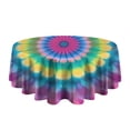 thumbnail image 5 of Pink Tie Dye Petal Mandala Pattern Round Tablecloth 60"x60",Wrinkle Wipeable Table Cloth for Kitchen Dining Room Picnic Patio Party, 5 of 6