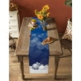 thumbnail image 5 of Navy Blue Christmas Table Runner 72 Inches, Xmas Balls Pine Needles Snowflakes Bed Runner Dresser Scarves Tabletop for Indoor Outdoor Parties/Ceremony/Banquet, 18" x 72", 5 of 8
