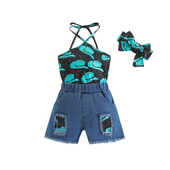 Cathalem Short T-shirt Manches et Short Set pour Girls Kid'S Outfit Bundle, Vert D