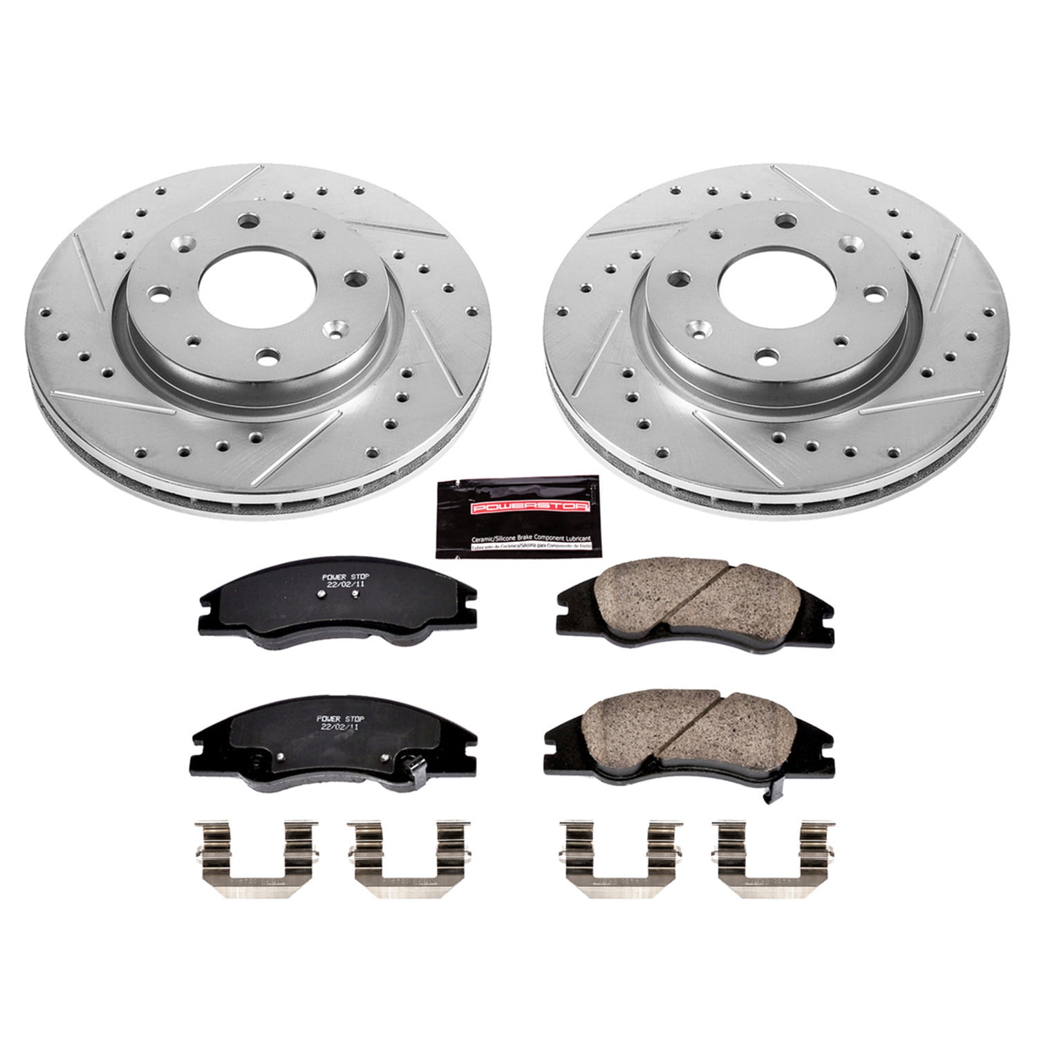 PowerStop Front Z23 Evolution Sport Carbon-Fiber Ceramic Brake Pad and Drilled & Slotted Rotor Kit Fits: KIA Select Models K5903