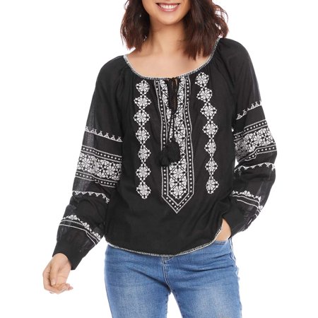 Karen Kane Embroidered Peasant Top
