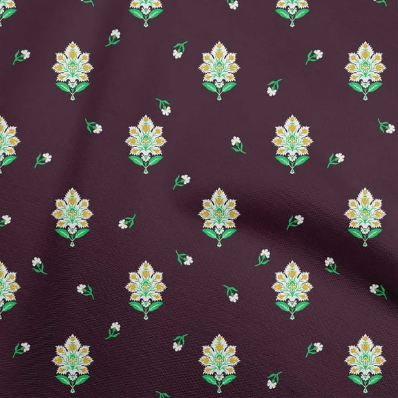 oneOone Polyester Spandex Black Fabric Jacobean Floral Sewing Craft Projects Fabric Prints By Yard 56 Inch Wide