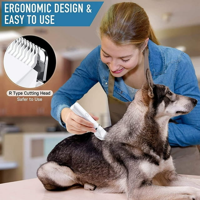 HLONK 4-In-1 Multi-Functional Electric Dog Clippers for Grooming Cordless Dog Shaver Clippers Trimmers Low Noise Pet Grooming Tools Built-In Battery with 4 Detachable Heads & 4 Guide Comb