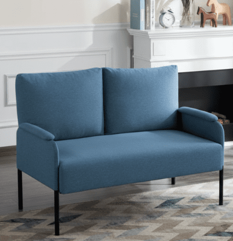 BSHTI Linen Blend Upholstery Loveseat Couch,2 Seating,Metal Frame,High-density Fam Seat Loveseat,Well in Apartments or Rooms with Limited Space(Blue)