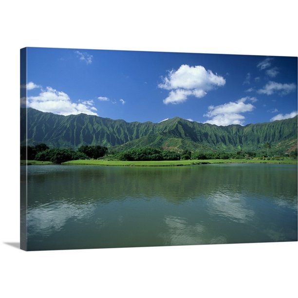 Great BIG Canvas "Hawaii, Oahu, Calm Pond In Foreground, Ko'olau