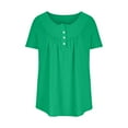 thumbnail image 3 of gakvbuo Plus Size Summer Tops For Women Tops Dressy Casual Tunic Tops To Wear With Leggings Women's Summer Loose Slim Button Short Sleeve V-Neck Top/Shirt, 3 of 5