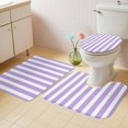 thumbnail image 2 of Purple Striped Bath Mat 3 Piece Bathroom Rug Set, Modern Farmhouse Purple White Stripes Non Slip Bath Rug Contour Mat and Toilet Lid Cover, Absorbent Shower Mats Soft Bath Rugs and Mats Sets, 2 of 8