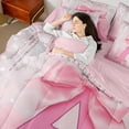 thumbnail image 4 of Manfei Bow Initial 7 Pieces Bedding Comforter Set,Bling Glitter Full Bedding Set Lightweight,Dreamy Princess Fitted Sheet Flat Sheet,Microfiber Girls Bedroom Decor,Reversible, 4 of 7