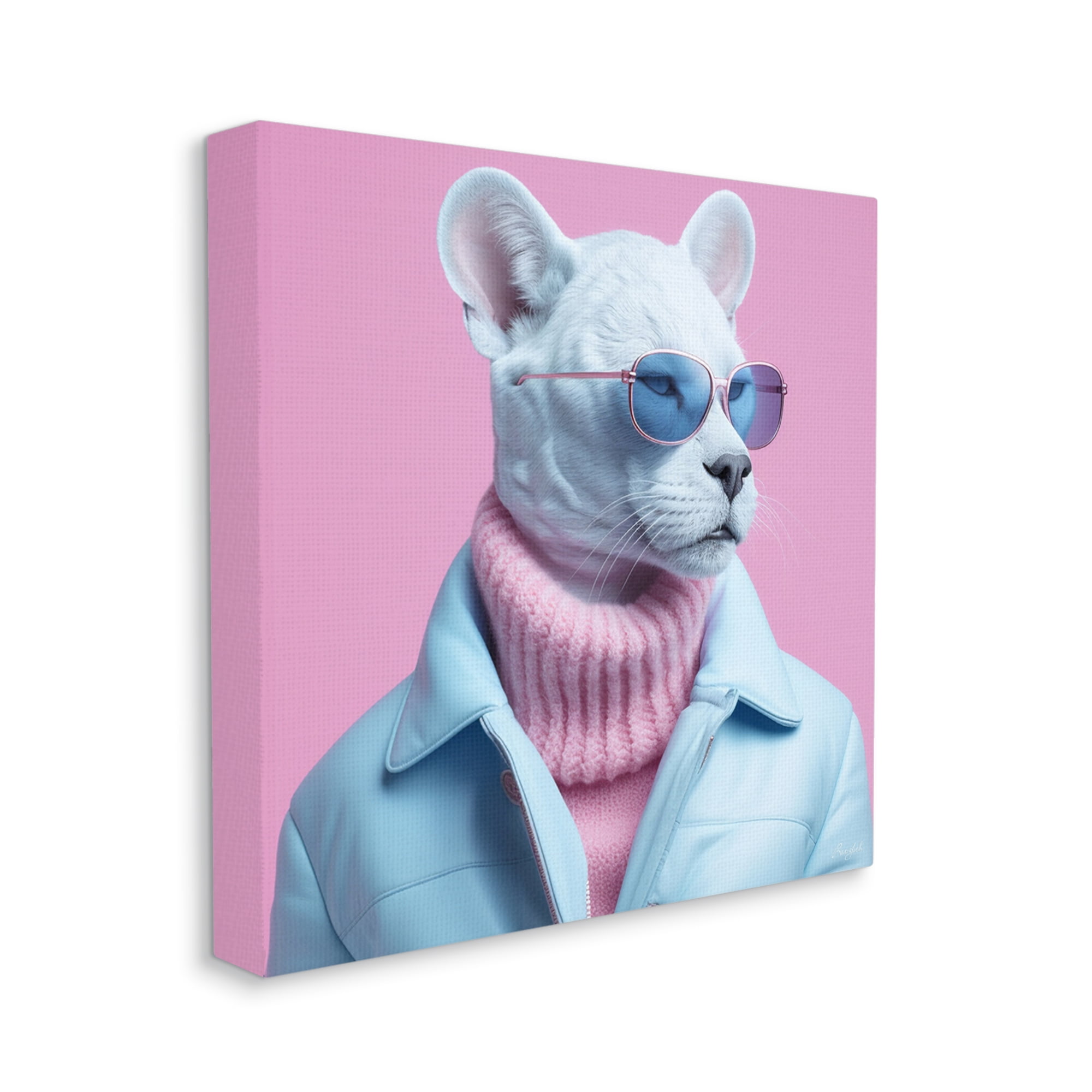 Stupell Industries Pastel Stylish Panther Animals & Insects Painting Gallery Wrapped Canvas Art Print Wall Art, 30 x 30