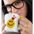 thumbnail image 2 of 3drose, Smiling in Love, Yellow Happy Face, Romantic Hearts, Valentines Day Anniversary, 11oz Two-tone Yellow Mug, 2 of 6