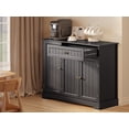 thumbnail image 5 of Asofer 42" Kitchen Pantry Storage Cabinet with Guardrail Space, Sideboard Buffet with 3 Doors & 1 Drawer,Black, 5 of 8