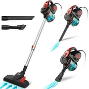 INSE Corded Vacuum Cleaner for Hard Floor Carpet, 3 in 1 Handheld Stick Vacuum Cleaner with 600W Motor, 18KPa Suction Red