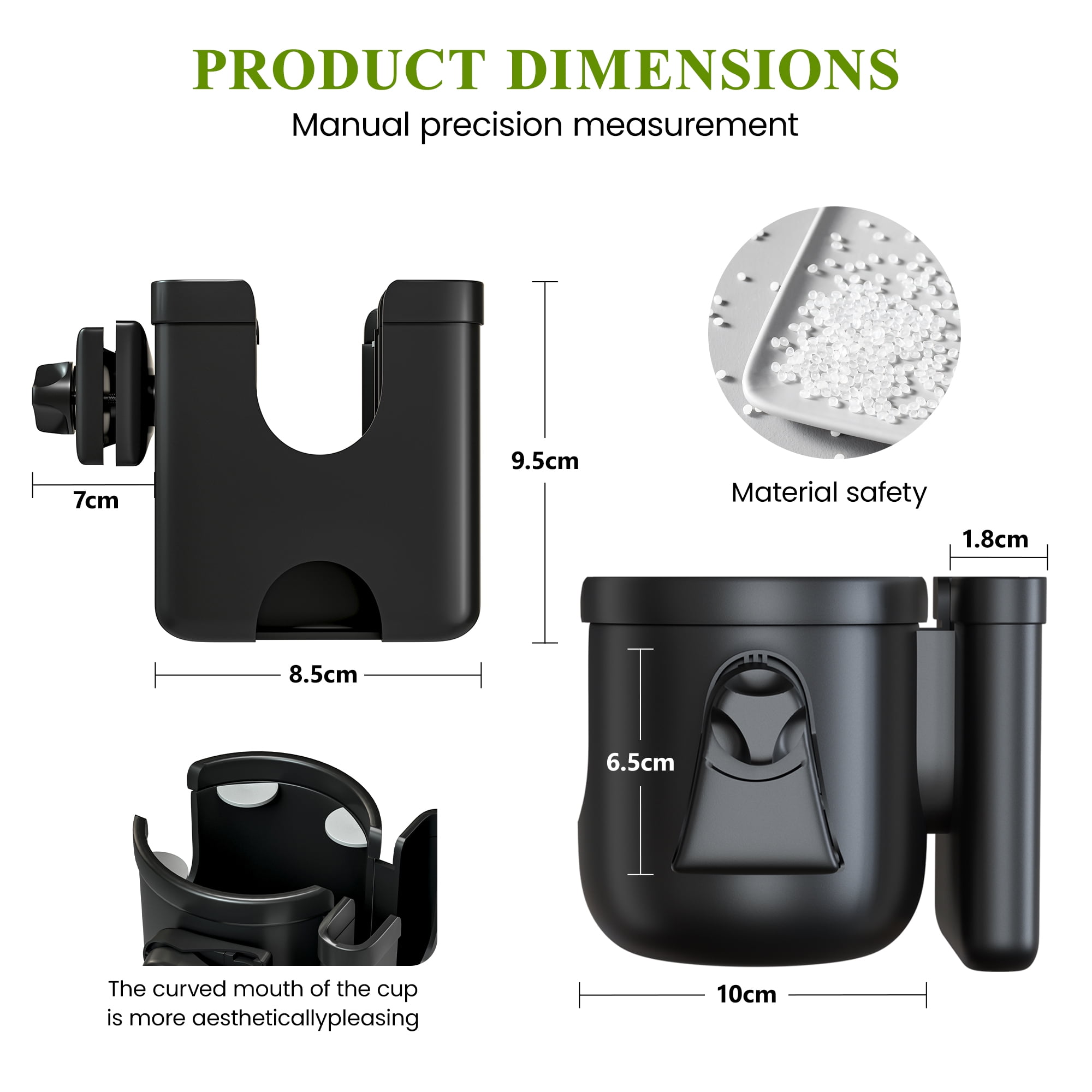 COOLHUT 30+ Miles Long Travel Range Electric Wheelchair Cup Holde, Suitable for walkers, wheelchairs, walkers, Black