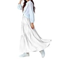 thumbnail image 2 of Eltusu Girls Skirts, Pleated Long-Length Cotton Elastic Waistband Casual Skirts White Size 8-9T, 2 of 4