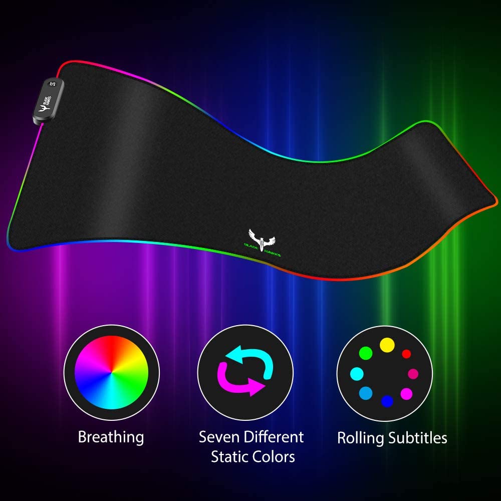 Blade Hawks RGB Gaming Mouse Pad, Extra Large Extended Soft LED Mouse Pad, Anti-Slip Rubber Base, Computer Keyboard Mousepad Mat (31.5 x 12 inch), Black - image 3 of 6
