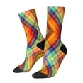 thumbnail image 2 of Uemuo Abstract Watercolors Tartan Pattern Women's Crew Socks, Soft Durable Breathable Moisture-Wicking with Odor Control Cotton socks, 2 of 9