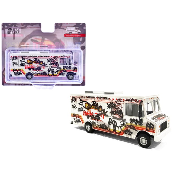 Food Truck "The Graffiti Truck" White with Graphics 1/64 Diecast Model by American Diorama