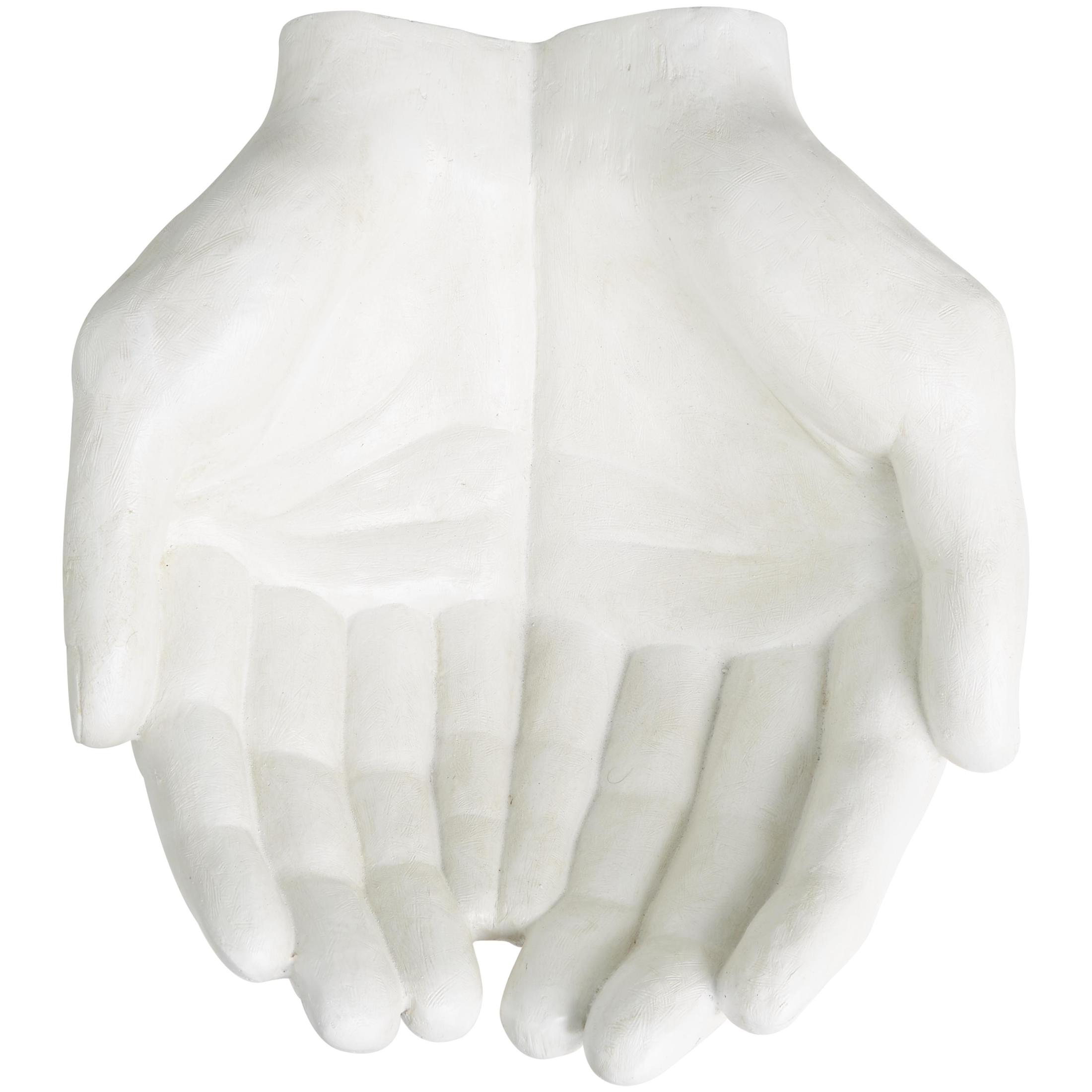 15" x 7" White Polystone Open Hands Sculpture, by DecMode