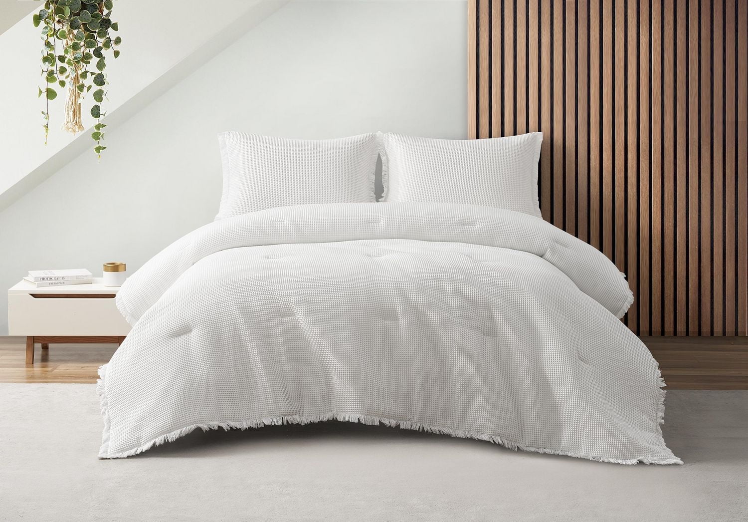 Ensemble d'édredon réversible en coton gaufré 3 pièces Charlotte