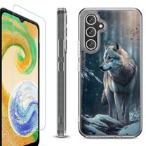 OneToughShield ® Compatible with Samsung Galaxy S23 FE Fan Edition, Shockproof Phone Case, with Tempered Glass Screen Protector - Wolf Winter