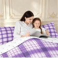 thumbnail image 4 of Manfei Modern Purple White Checkered Queen Comforter Set,Geometric Check Comforter Sets Queen,Reversible,3pcs,1 Comforter and 2 Pillowcases,3pcs,1 Comforter and 2 Pillowcases, 4 of 7