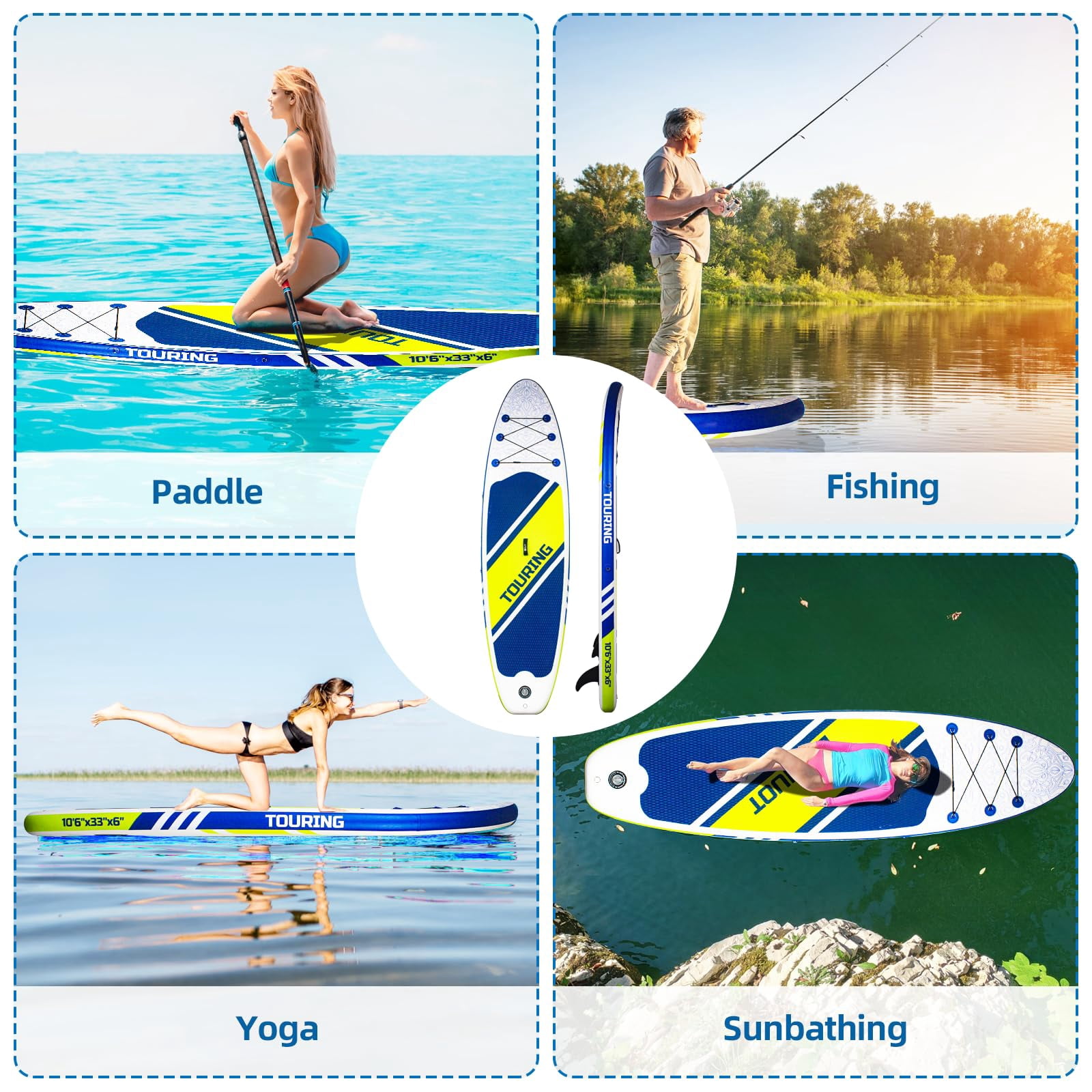 Inflatable Stand Up Paddle Boards, with SUP Paddle Board Accessories, Wide Stable Design, Non-Slip Comfort Deck for Youth & Adults