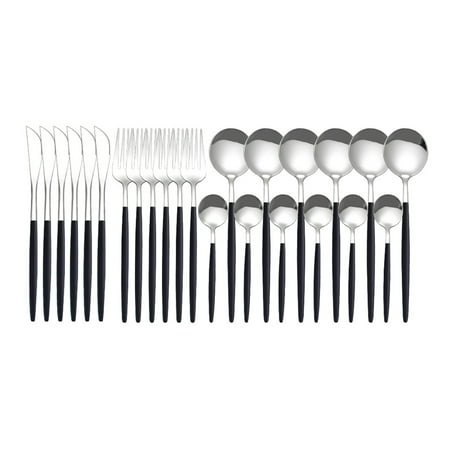 

24Pcs Stainless Steel Dinnerware Set Kitchen Cutlery Set Fork Spoon Flatware Tableware Minimalist Silverware