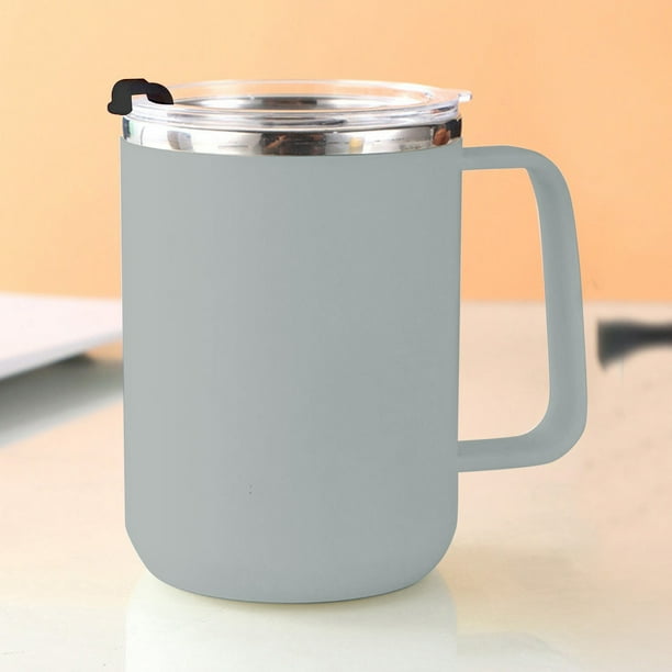 Yhmxh Utensilios de cocina Taza de agua con tapa de acero inoxidable de 500 ml, taza de café con doble capa de aislamiento, sellada y a prueba de fugas, taza de té de oficina Muebles para cocina