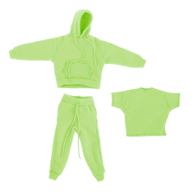 fastboy 3pcs/Set 1:12 Scale Mans Sweatshirt Outfit for BBI HT PH 12'' Action Figures Light Green