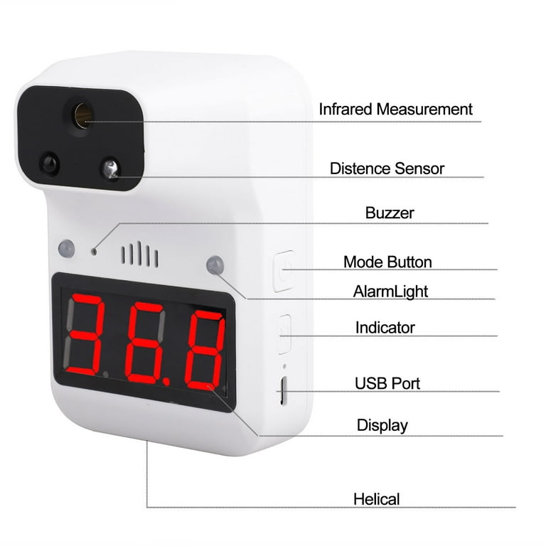 Wall-Mounted Body Thermometer with Bluetooth iOS App, Non-Contact Digital  Forehead Fever Detection with Alarm for Schools, Offices, Shops (Standalone
