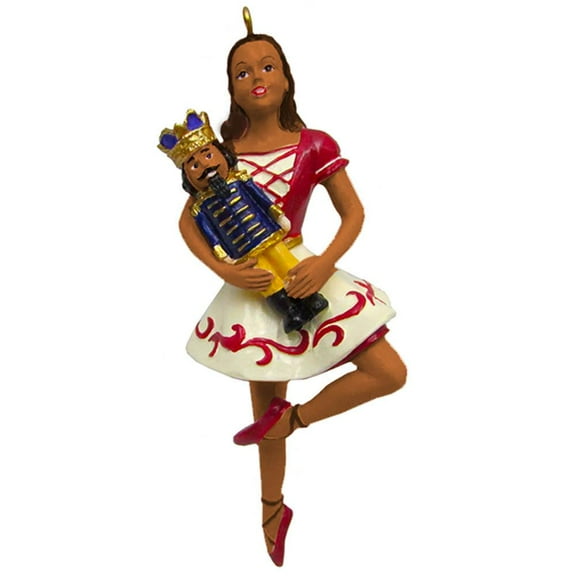 African American Clara on Pointe with Nutcracker Ornament 4 inch