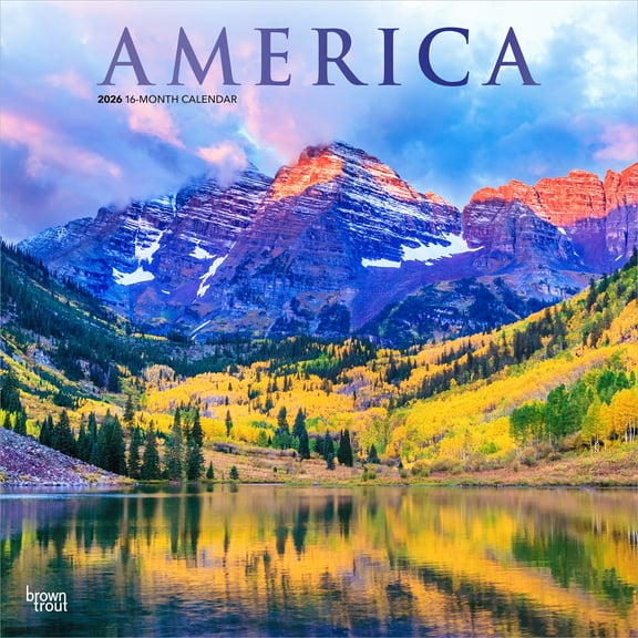 America | 2026 12x24" (Hanging) Square Wall Calendar | Plastic-Free | BrownTrout