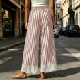 thumbnail image 5 of Edvintorg Pants for Women Plus Size Fashion Elastic Waisted Casual Trouser Striped Loose Wide Leg Pant with Pockets Women's Clothing Pink XL, 5 of 9