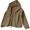 thumbnail image 6 of Edvintorg Winter Coats for Women Long Sleeve Fleece Jacket Zip up Hooded Outerwear Clothes Women Brown S-XL, 6 of 7