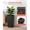 thumbnail image 5 of KFFKFF Set of 2 Tall Planters, 26in Large Tapered Pots for Indoor and Outdoor Plants, Modern Plastic Flower Pots with Wheels, Inner Liner & Drainage System for Patio, Garden, and Porch, Black, 5 of 9