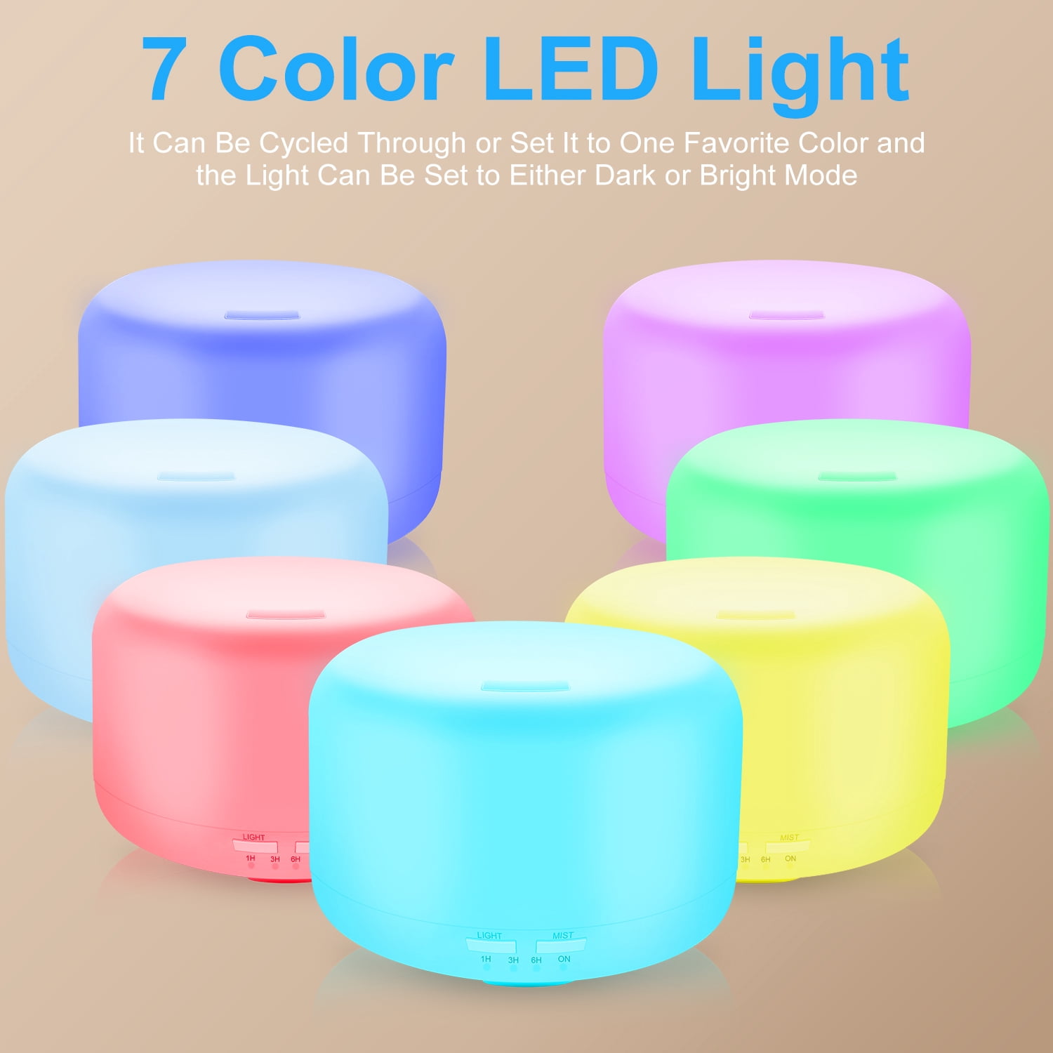 5 in 1 Essential Oil Diffuser with Remote Control,HopePow Timing Cool Mist 500ml Top-Fill Air Humidifiers with Night Light for Bedroom Aroma Aromatherapy Diffusers for Home,Room