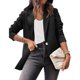 thumbnail image 2 of Chaqueta de traje Color sólido Slim Fit Manga larga Casual Mujer Chaqueta de oficina para otoño primavera Negro M, 2 of 4