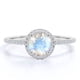thumbnail image 1 of JeenMata Anillo de Bodas de 1 Quilate con Halo de Corazón de Moissanita y Piedra Lunar Arcoíris Facetada Redonda en Oro Blanco de 18 K sobre Plata, 1 of 6