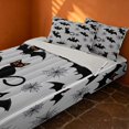 thumbnail image 2 of Erosebridal Halloween Black Cat Zipper Queen Comforter Set with Fitted Sheet and 2 Pillowcases, Cute Bat Zipper Bedding Set for Boys Girls, Light Gray Black Orange, Gray Reversible, 2 of 7
