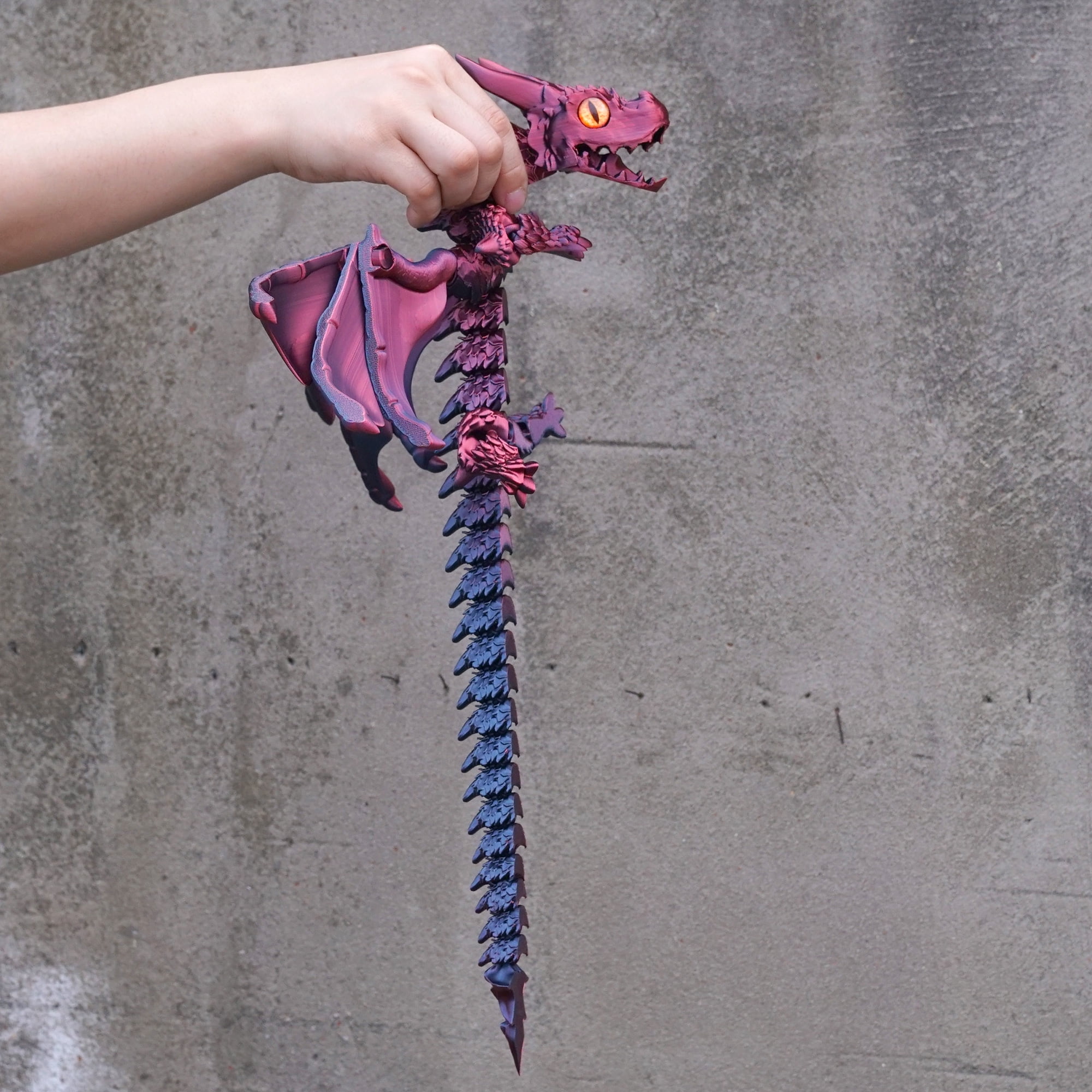 22inch 3D Printed Dragon with Wing,Flexible Joint Animal lacertid Figurines,Realistic Eyes, Home Office Decor,Fidget Toy for Adults Teens Boy Festival Gifts