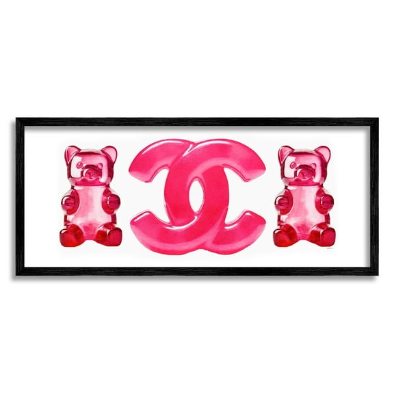 Stupell Industries Red Glam Brand Gummy Beauty & Fashion Painting Black Framed Art Print Wall Art, 24 x 10