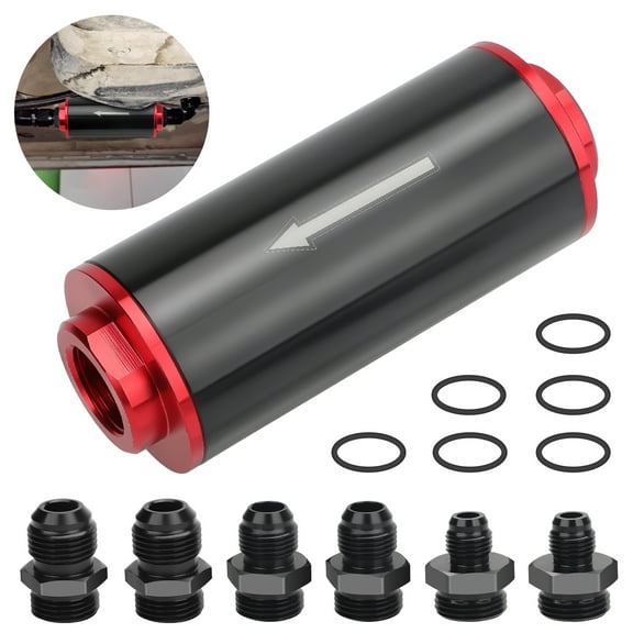 2/1pcs Aluminum Inline Fuel Filter 50MM 100 Micron with 6AN 8AN 10AN Adapter For Filtering Gasoline, Diesel