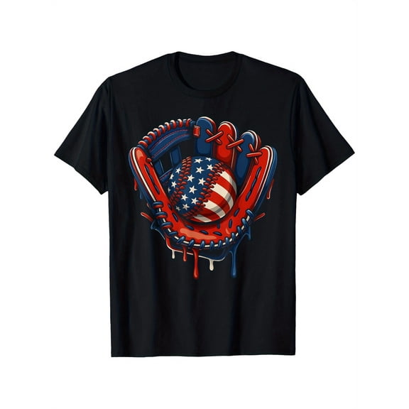 children’s wear Retro Patriotic American Flag Baseball Glove T-Shirt for Kids Boys Girls Toddler Cool USA Sports Graphic Tee