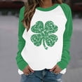 thumbnail image 2 of BLVB Womens St. Patrick's Day Shirts Long Sleeve Crewneck T Shirt Clover Shamrock Printed Tops Casual Festival Tunic Tee Tops, 2 of 4