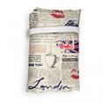 thumbnail image 4 of Tea Party Portable Fabric Shopping Bag, London Newspaper Inspired Background with Grunge Elements Kiss Marks, Versatile and Durable Grocery Tote with High Capacity, Beige Navy Blue Red, by Ambesonne, 4 of 4