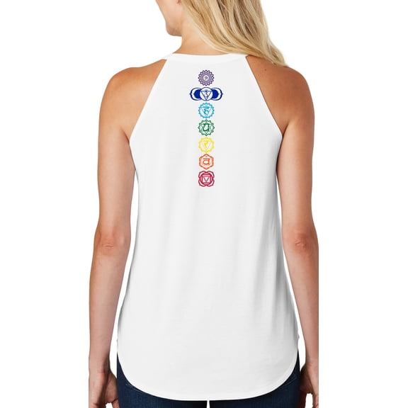 Women's 7 Colored Chakras Yoga Tank Top (back print), Medium White