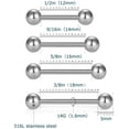 thumbnail image 3 of 14G Nipple Rings Silver Tongue Rings 12/14/16/18mm Stainless Barbells LAURITAMI Piercing Jewelry, 3 of 4